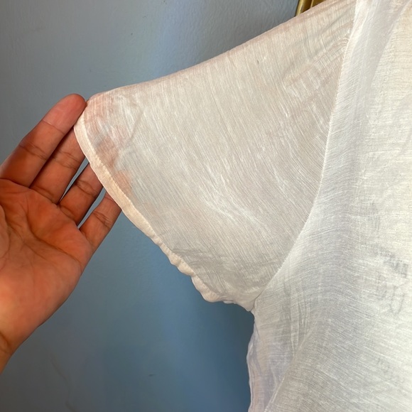 Grand & Greene white short sleeve large sheer blouse - Picture 7 of 17